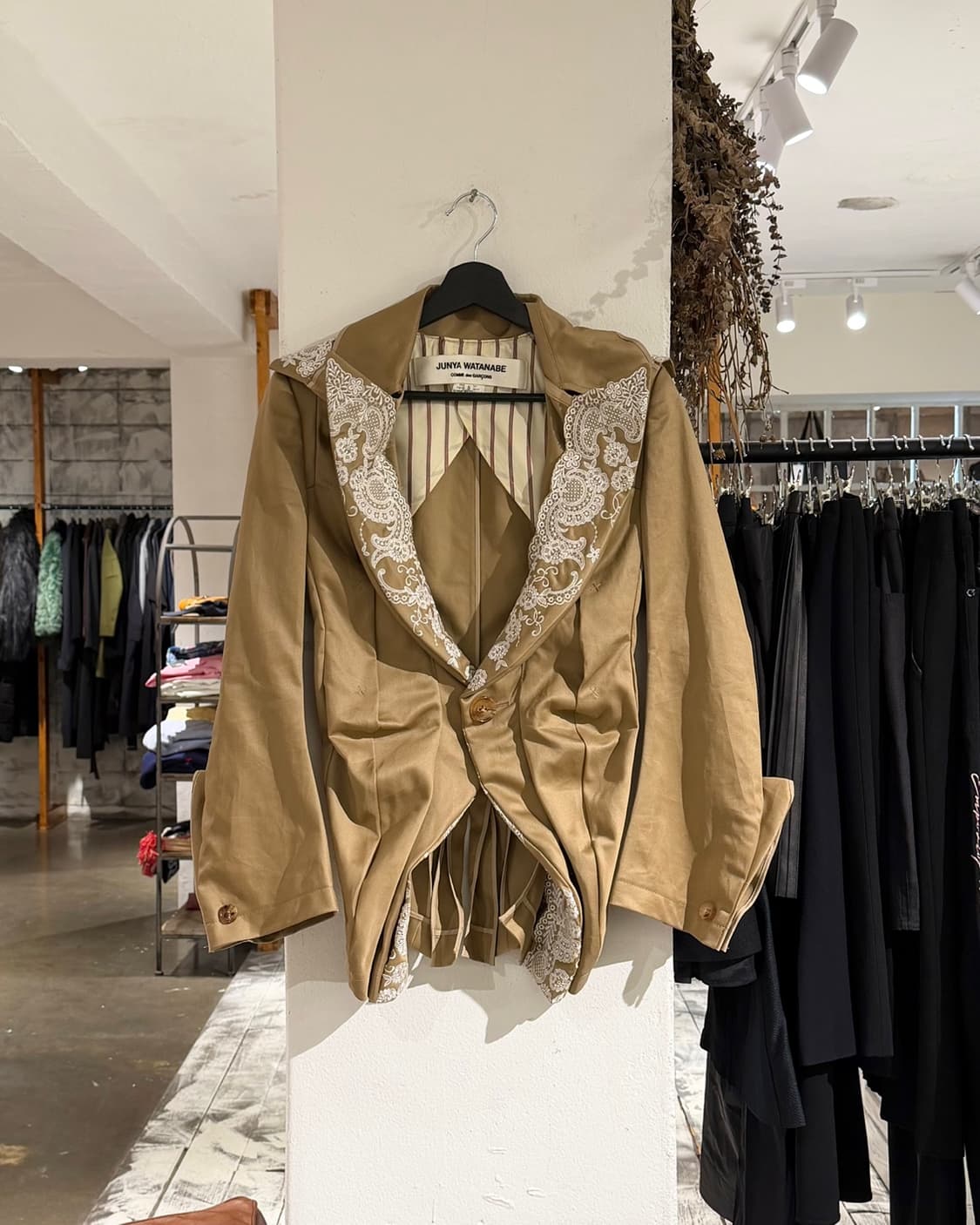 준야 와타나베 베이지 07ss 자수 캔버스 블레이저  상품이미지1