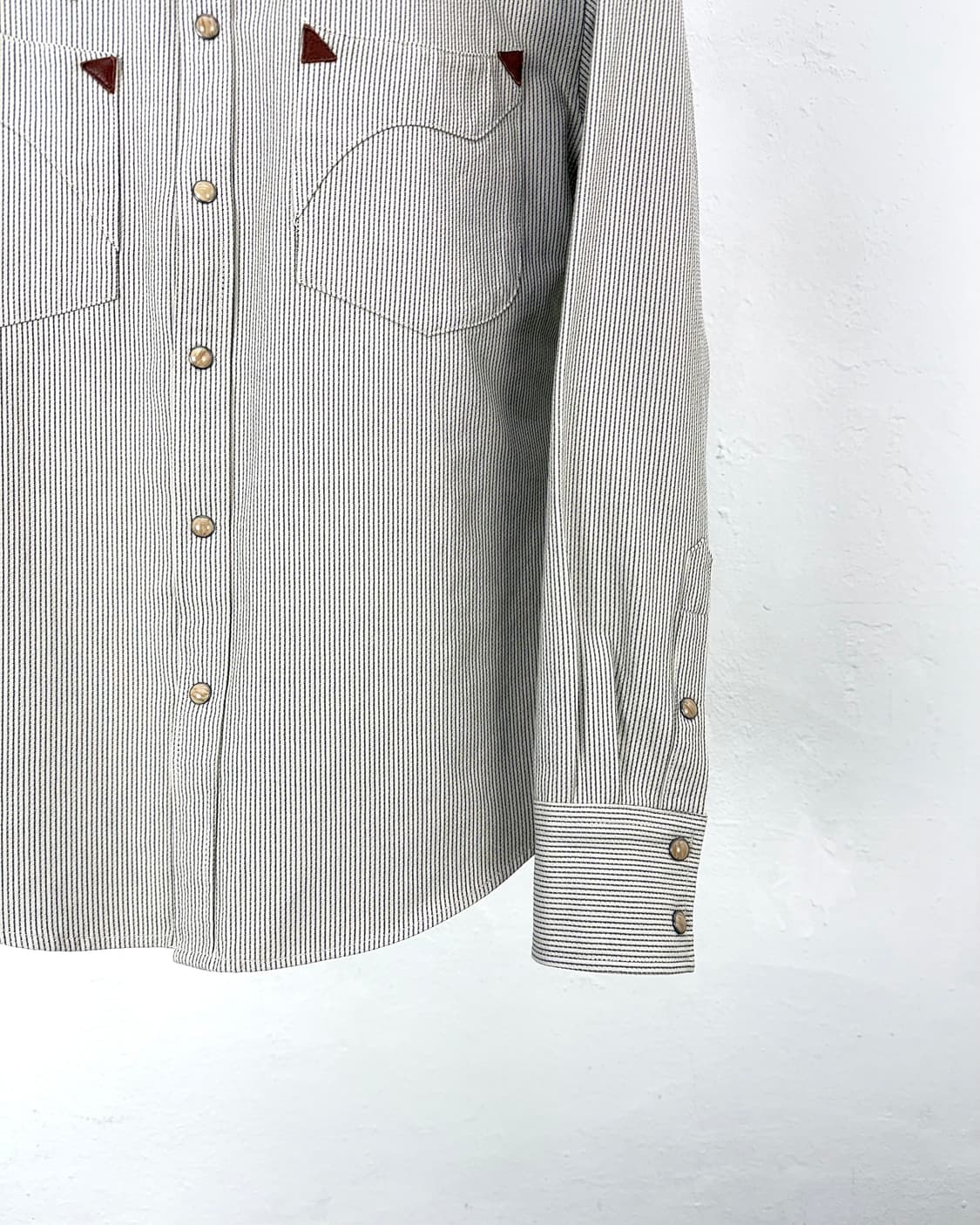 엠비비카 스냅 버튼 컬러 우븐 스트라이프 웨스턴 셔츠 상품이미지5