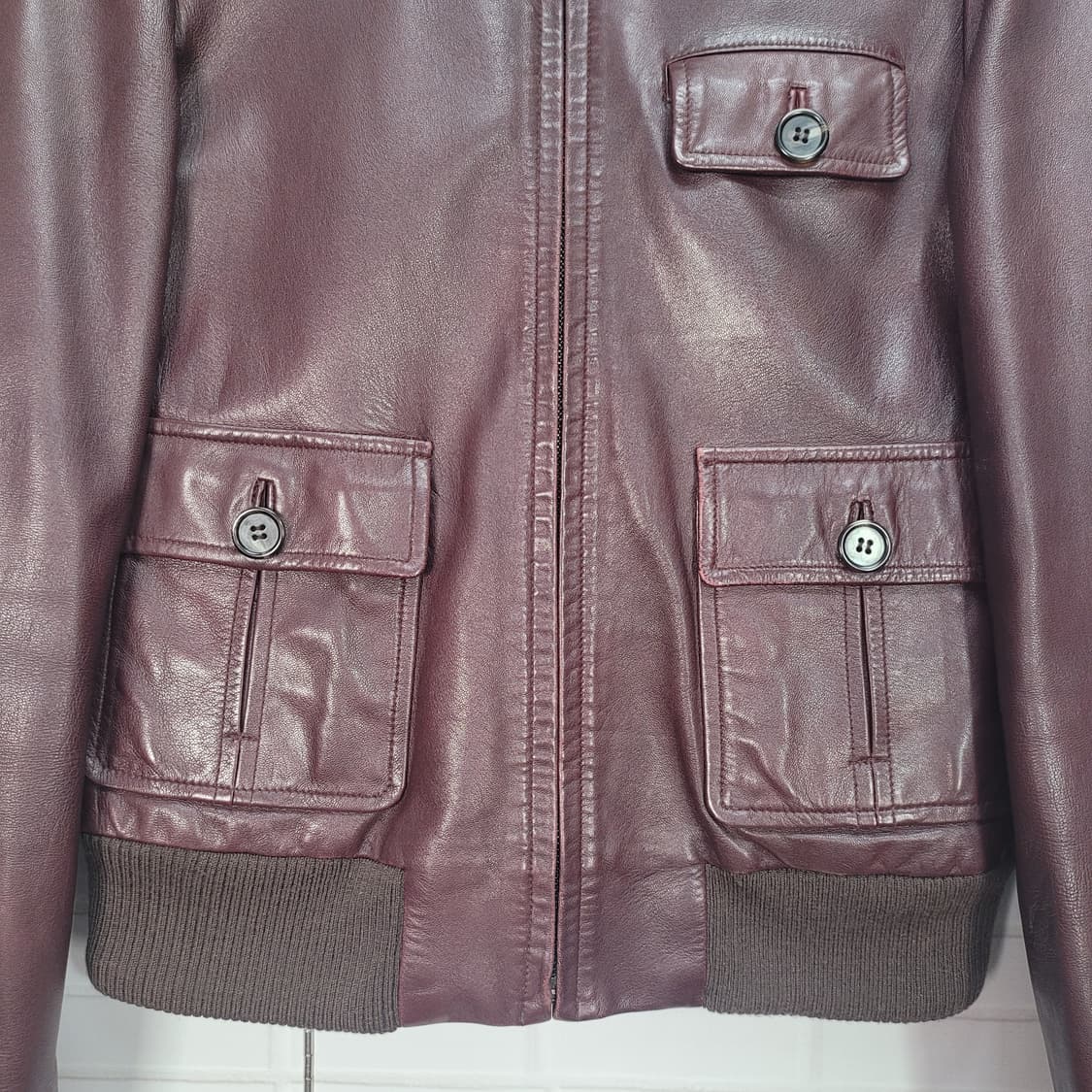 80s 게스 진스 USA 양가죽 라이더 포켓 자켓 90사이즈 상품이미지3