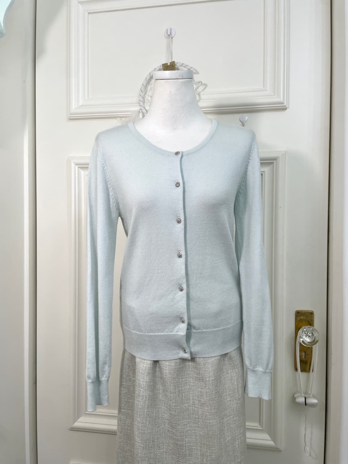 mint cubic button soft basic cardigan 상품이미지1