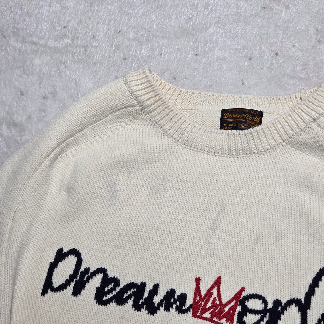 빈티지 아이보리 레터링 라운드 니트 상품이미지2