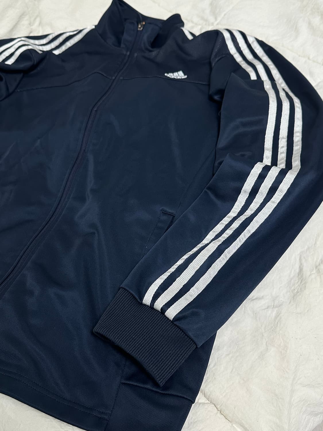 아디다스 스포츠 삼선 네이비 실버 져지 트랙탑 라지 상품이미지4