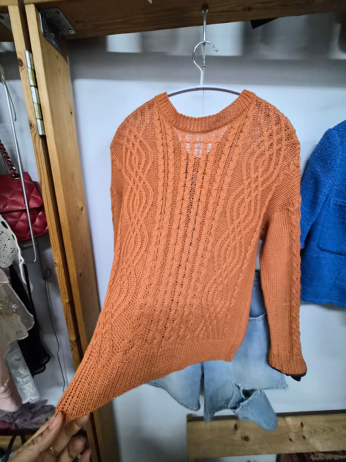 카멜오렌지 케이블 춘하 니트 가디건 상품이미지6