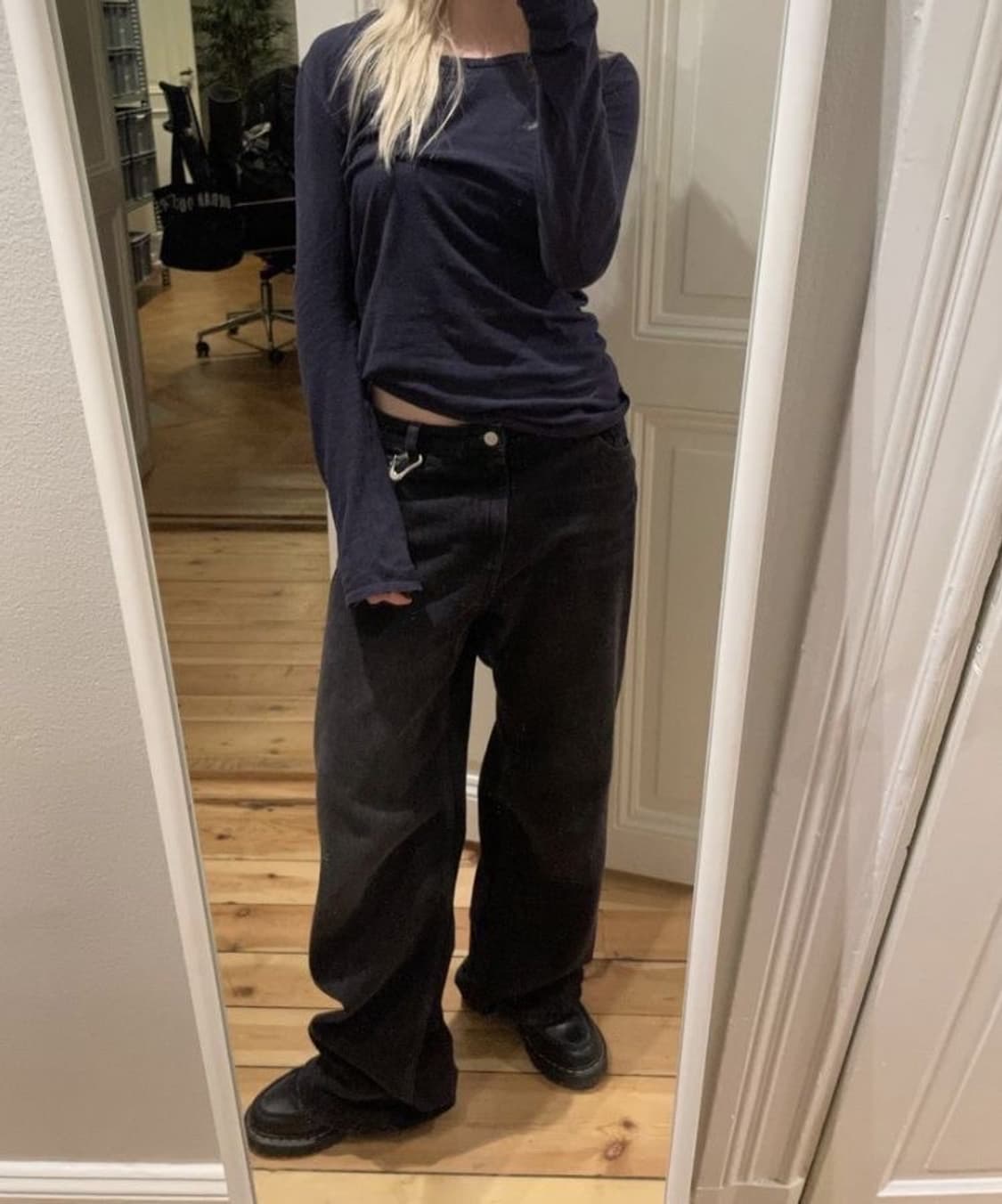 빈티지 흑청 데님 팬츠 상품이미지3