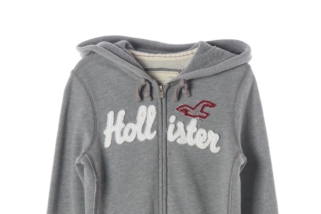 홀리스터 시그니처 스펠아웃 자수 후드집업 그레이 S 상품이미지3