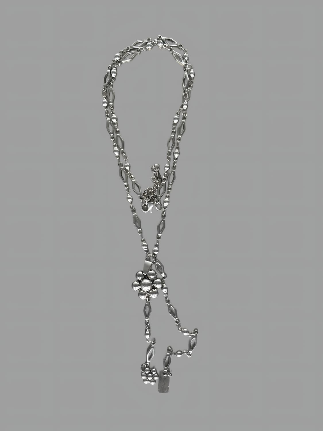 Silver flower drop necklace 상품이미지1