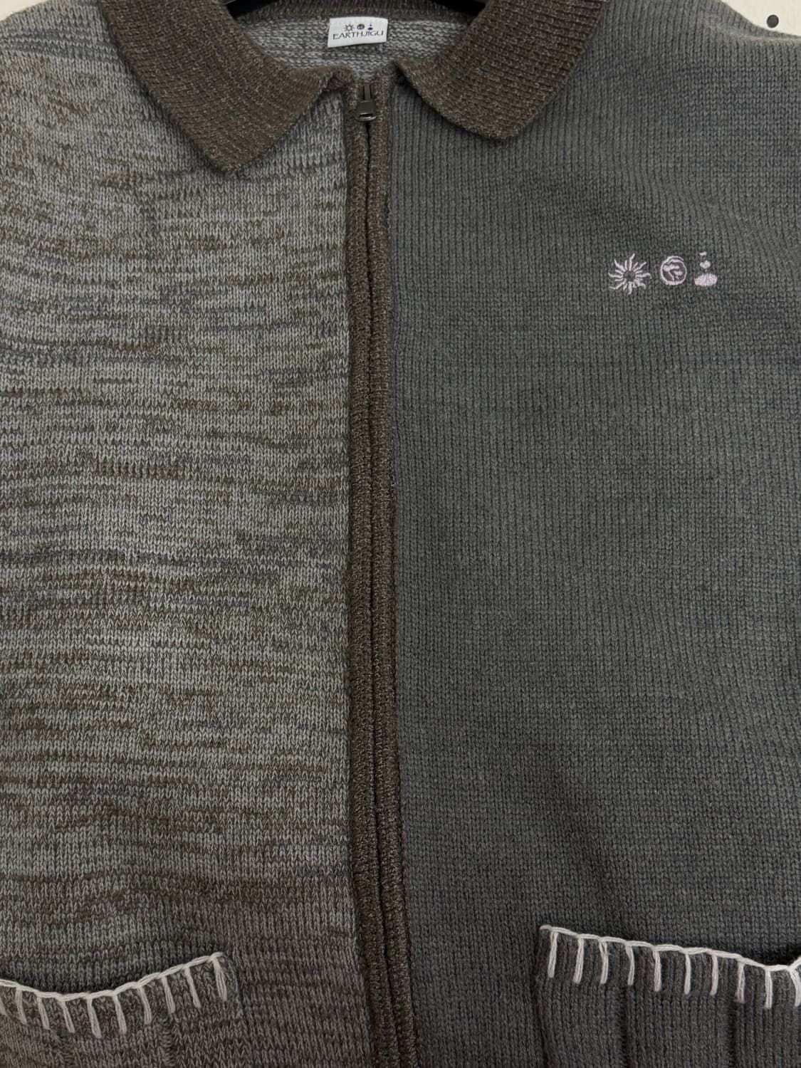 어스지구 MELANGE KNIT JACKET (CHARCOAL)  상품이미지5