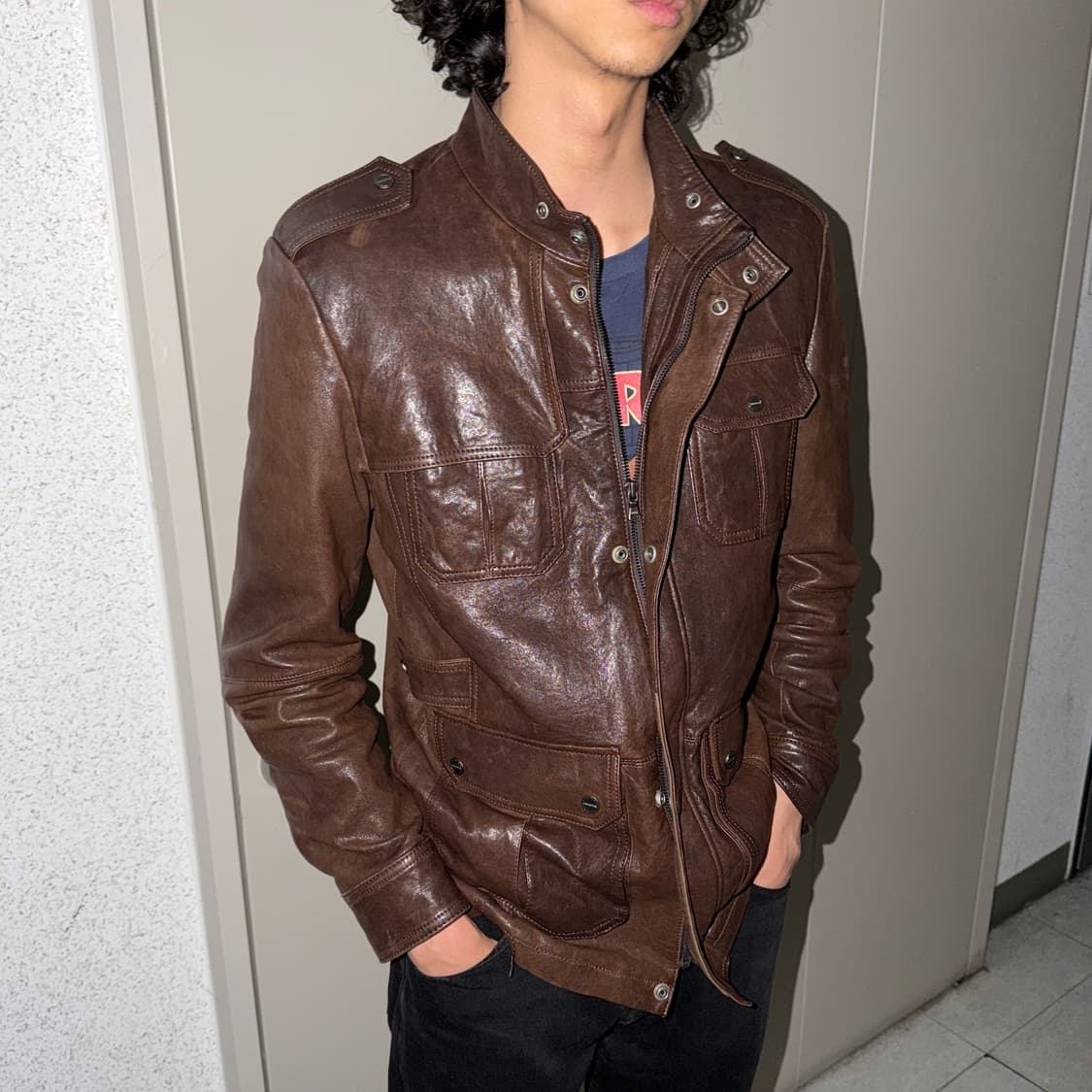 레더 사파리 자켓 상품이미지1