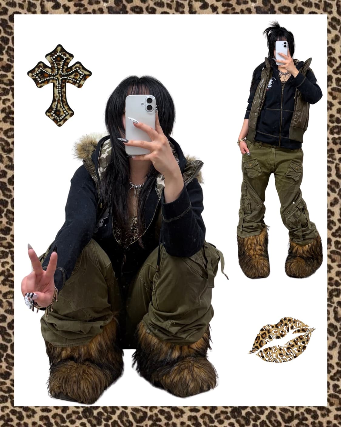 밀리터리 오네갸루 호피 카고바지 00s 코디세트 상품이미지2