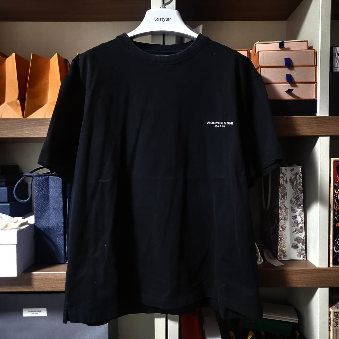 22SS 우영미 플라워 백로고 반팔티 48사이즈 블랙 상품이미지2