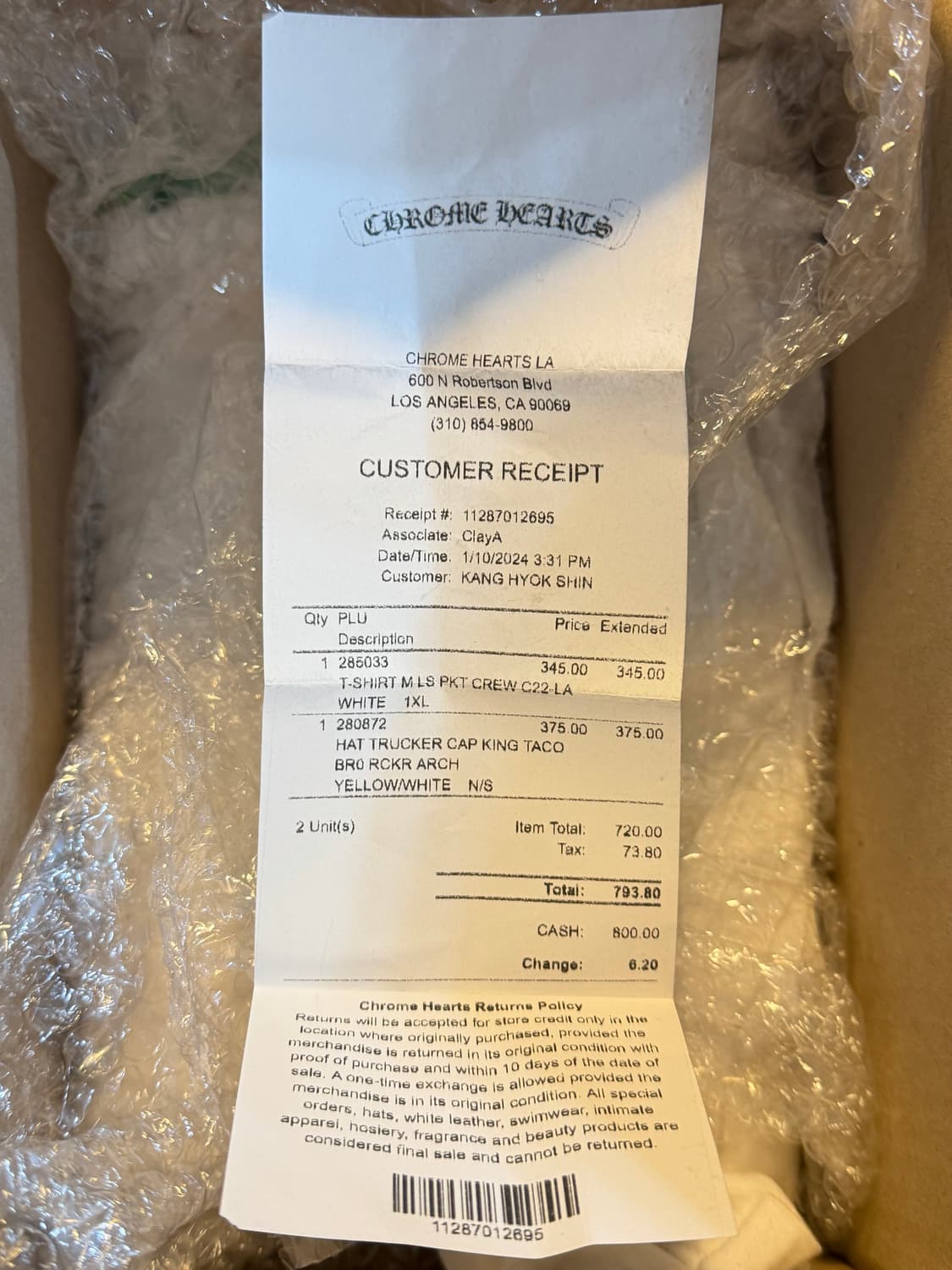 크롬하츠 대거 로고 롱슬리브 상품이미지3