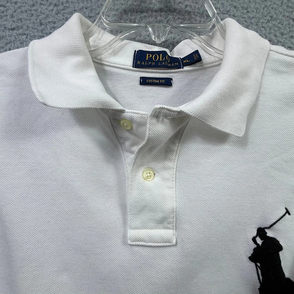 폴로 랄프로렌 커스텀 슬림핏 빅포니 반팔 카라티 화이트 블랙 상품이미지4