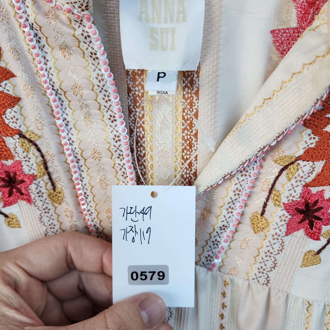 안나수이 아이보리색 자수 롱 원피스 상품이미지7