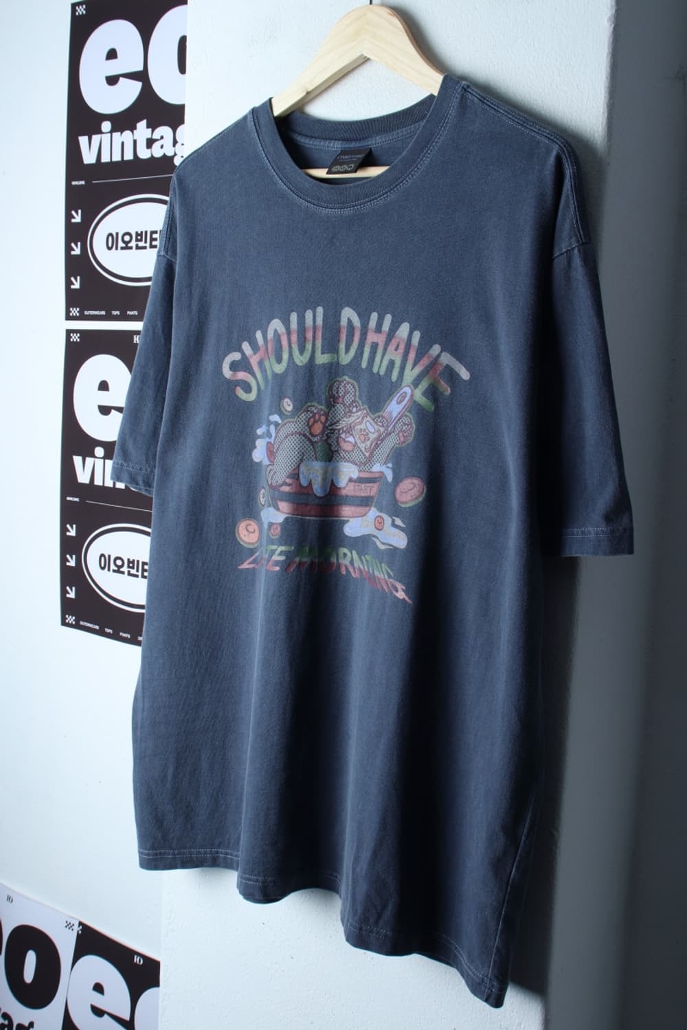 (L-XL) 꼼파뇨 반팔 티셔츠 피그먼트 블루 스트릿-H31977 상품이미지1