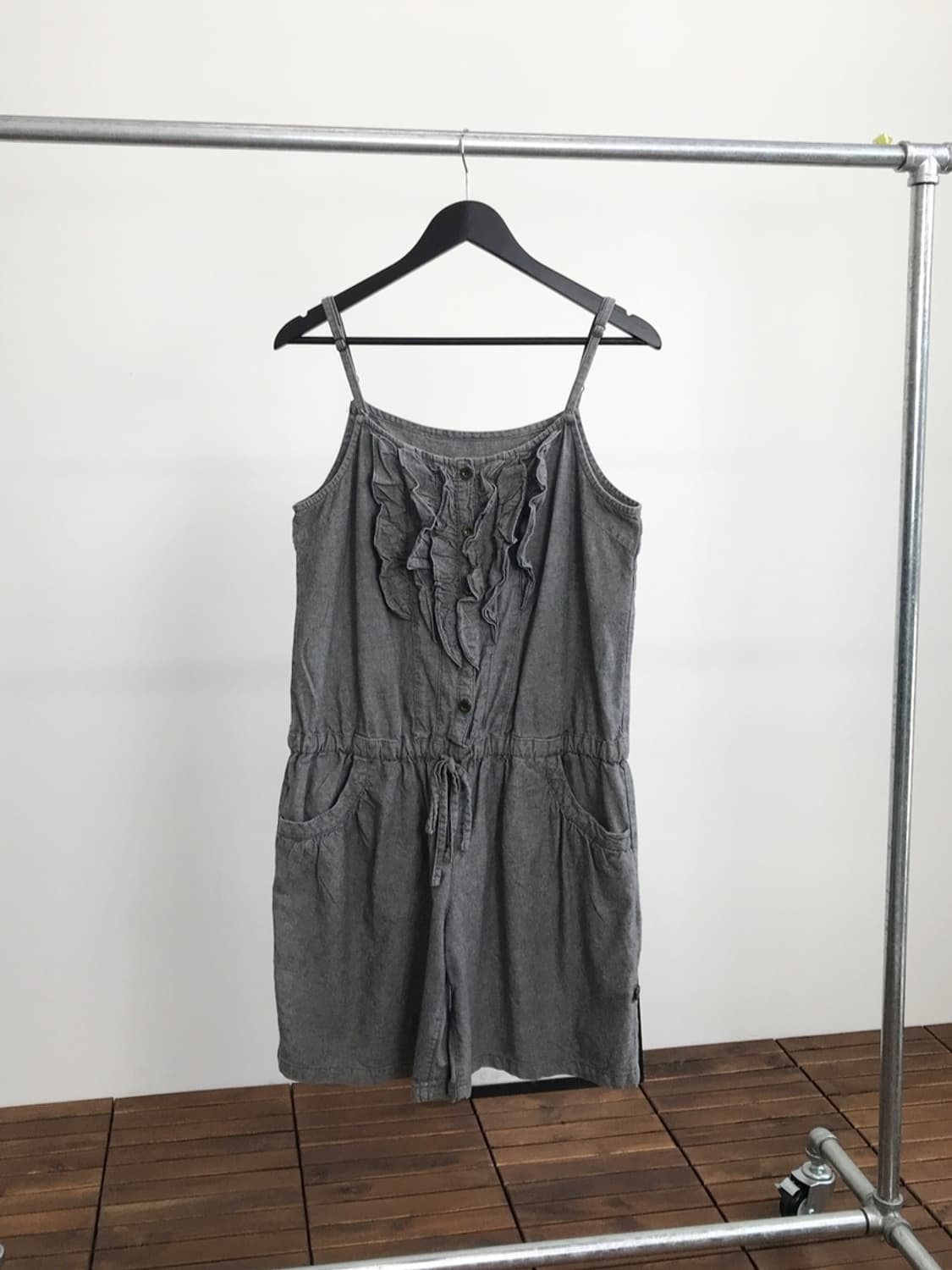 Jpn Grey Ruffle Front Short Jumpsuit 상품이미지4
