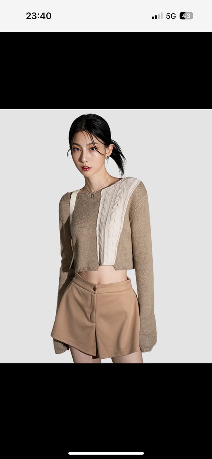 어반드레스 Half Patchwork Knitwear BROWN 상품이미지2