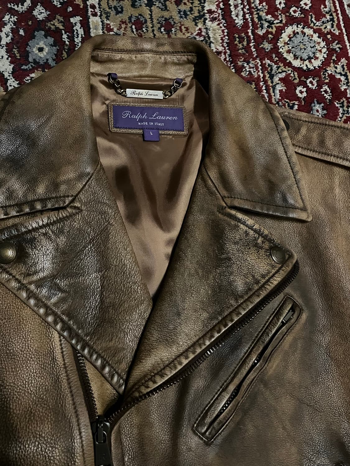 랄프로렌 퍼플라벨 왁스드 레더 바이커 자켓 상품이미지5