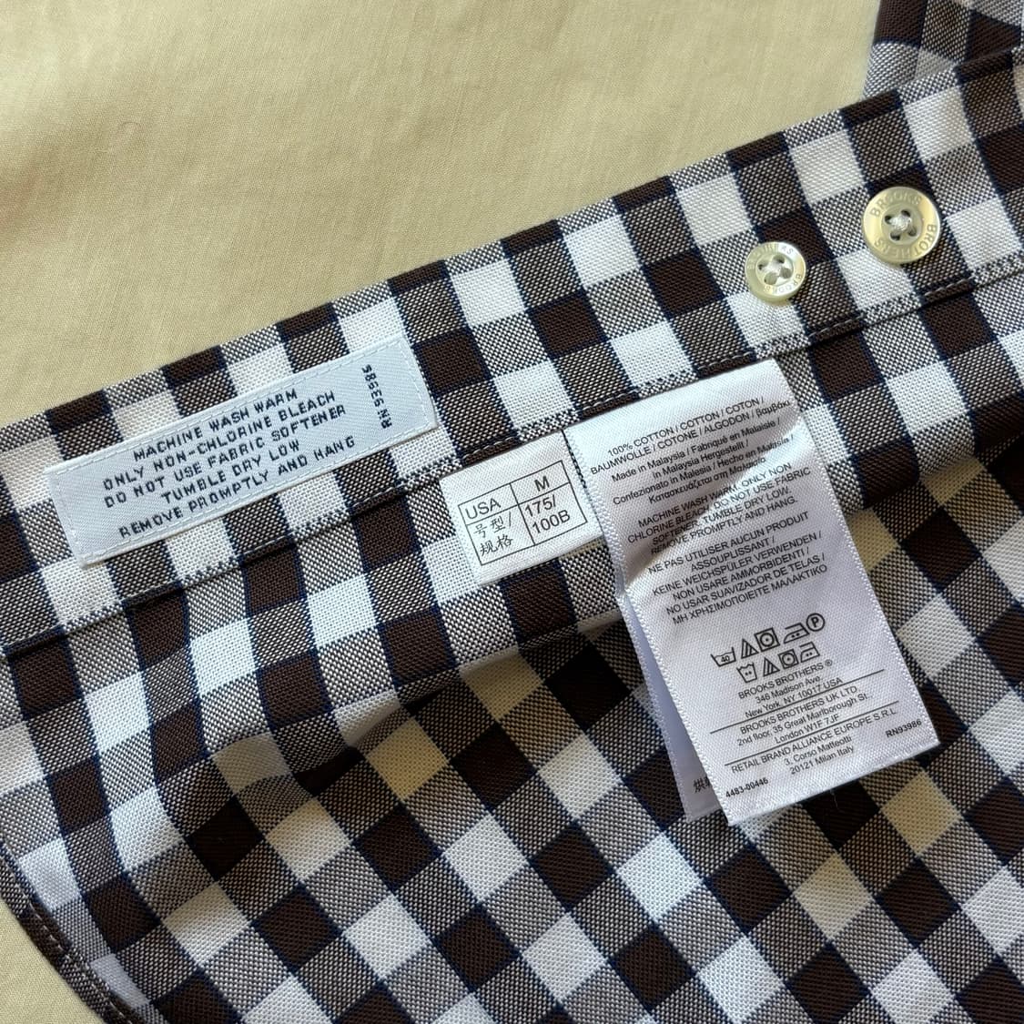 [M/100-102] Brooks Brothers 브라운 깅엄 체크 폴로 상품이미지6