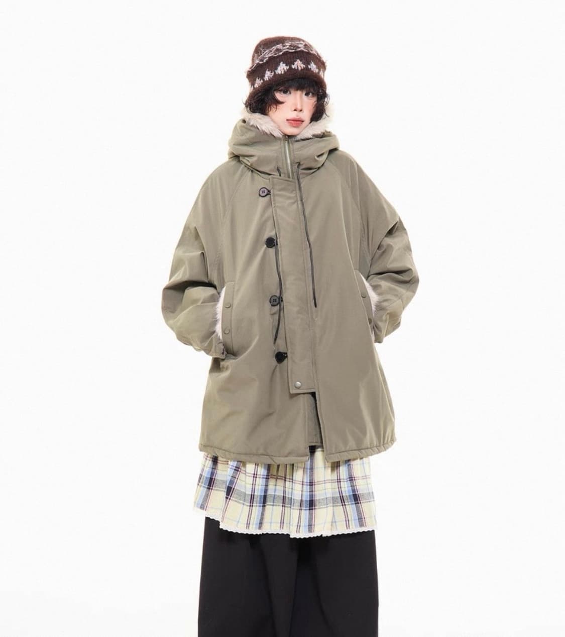 아사키 프레자키 야상 패딩 카키 상품이미지1