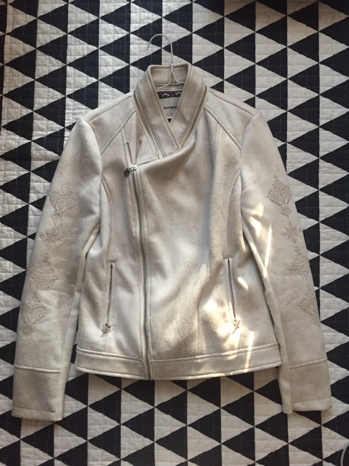 데시구알 워싱 자수디테일 자켓 스웨이드 라이더자켓 상품이미지1