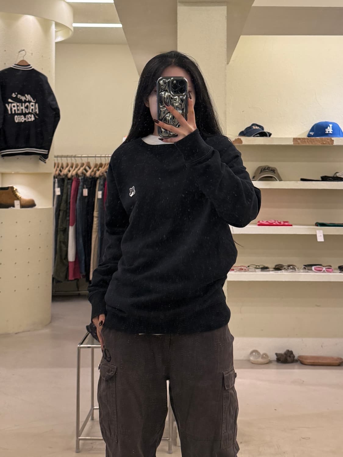 메종키츠네 폭스헤드 블랙 스웻 셔츠 U1309 상품이미지1