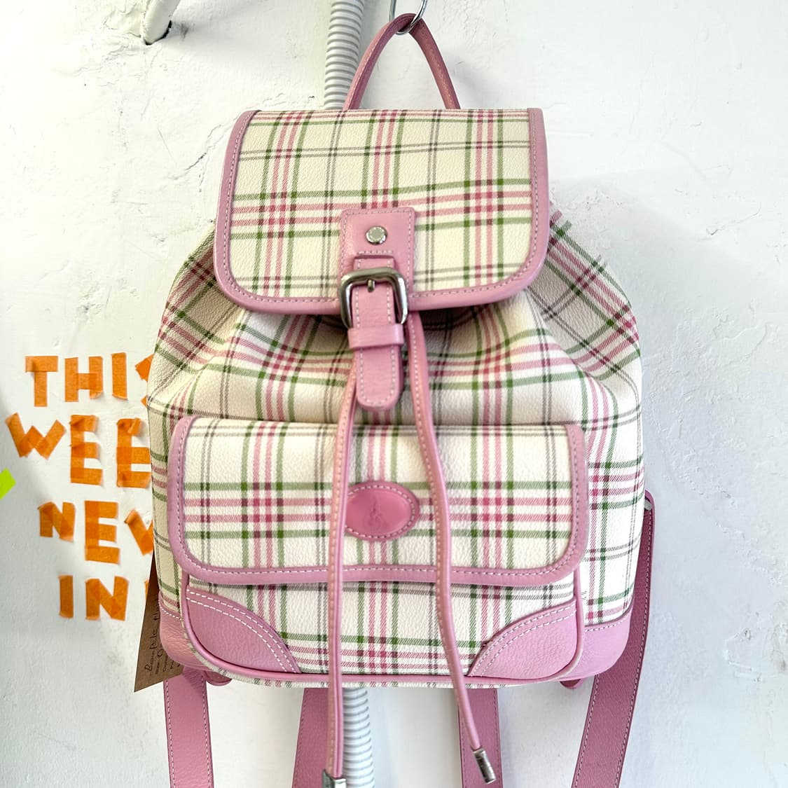 빈폴 리얼레더 트림 체크 백팩 상품이미지1