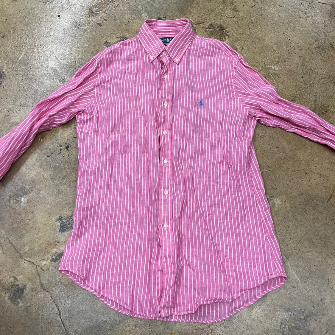 [정품/M] 폴로 랄프로렌 핑크 스트라이프 셔츠 b10 상품이미지3