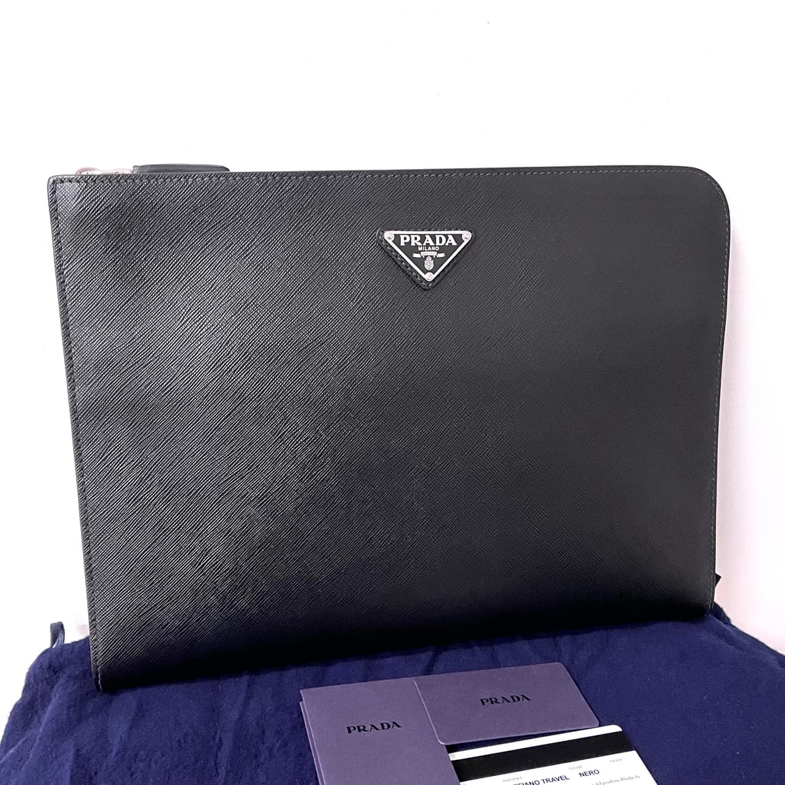 [S급/정품] 프라다 사피아노 클러치 백 블랙 가방 상품이미지2
