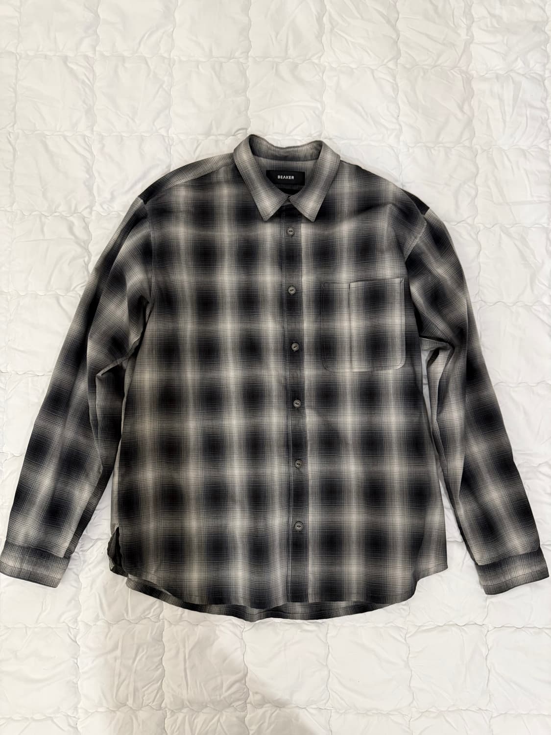 비이커 옴브레 타탄체크 셔츠 블랙 상품이미지1