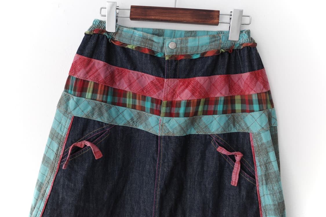 cat check denim skirt  상품이미지3