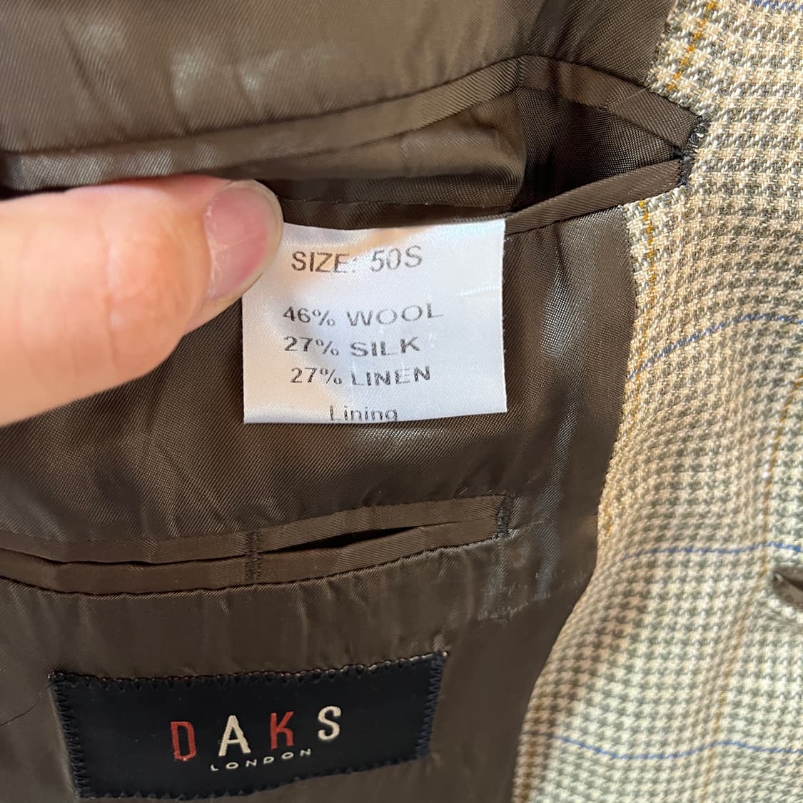 울 실크 린넨 혼방 DAKS London 본사 라인 헌팅자켓  50S 상품이미지10
