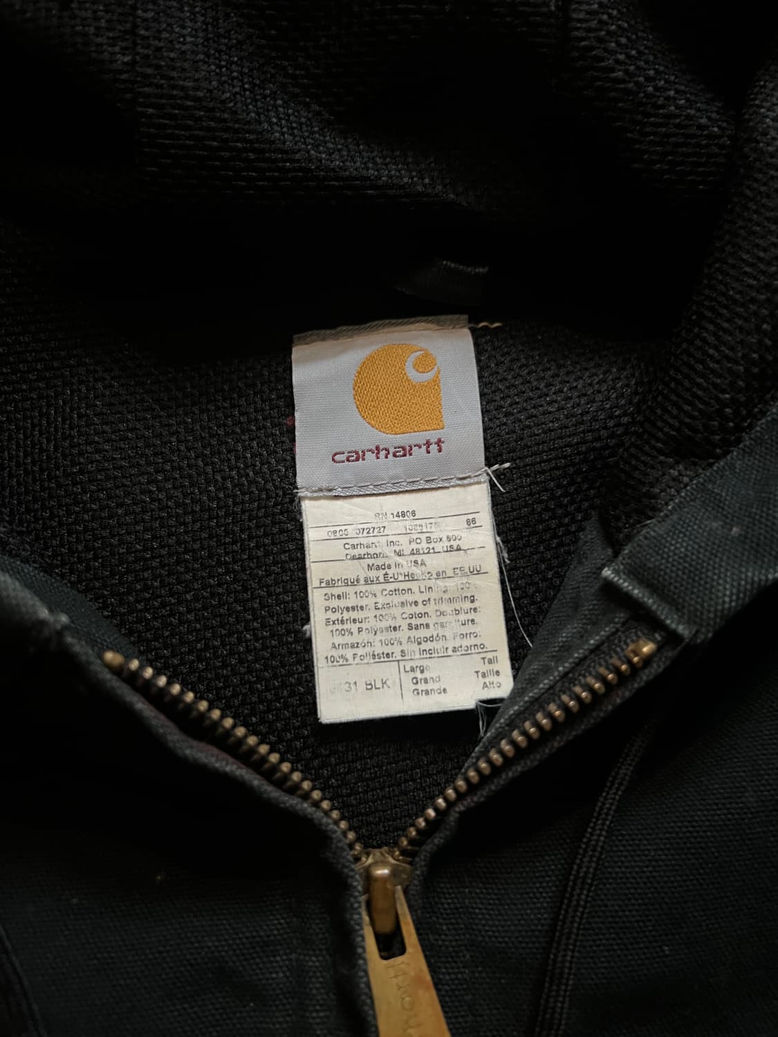 [L]칼하트 Made in USA 더티워싱 블랙 액티브 워크 자켓 상품이미지2