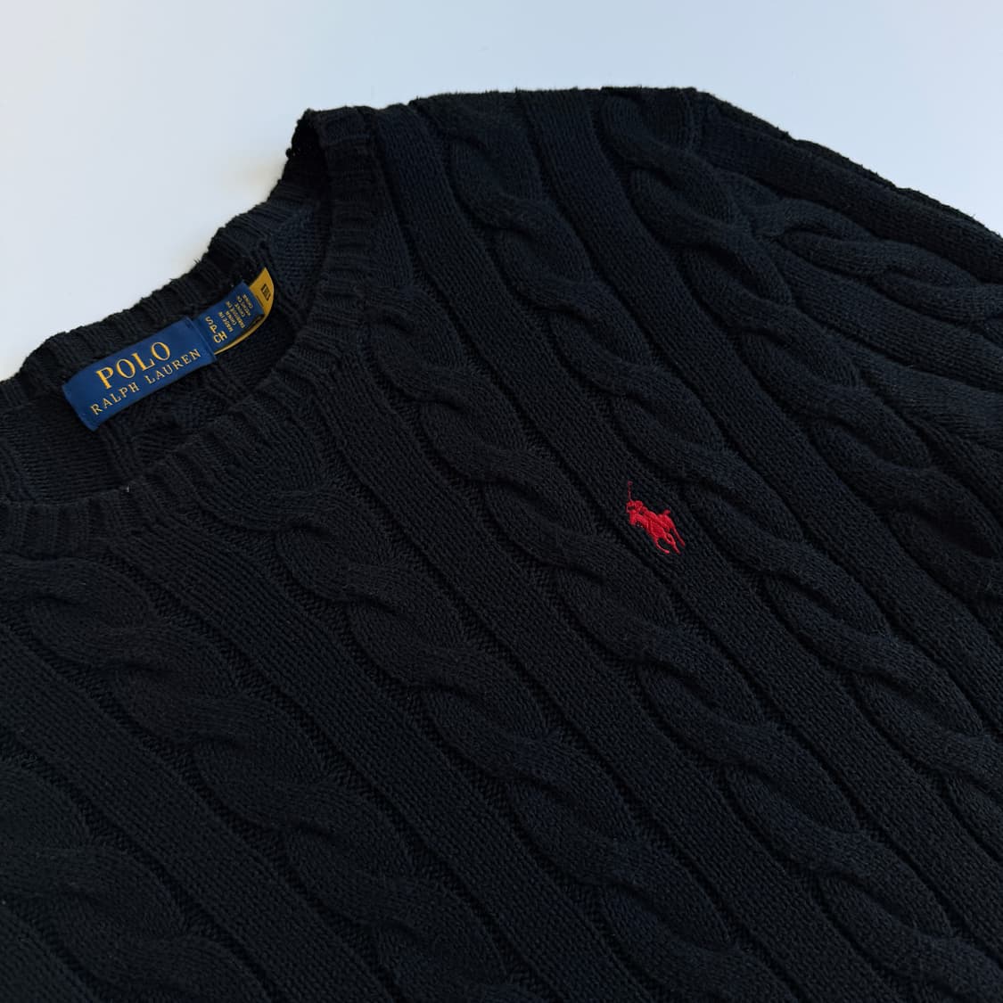 Polo  폴로 랄프로렌 자수 코튼 블랙 꽈배기 니트  상품이미지3