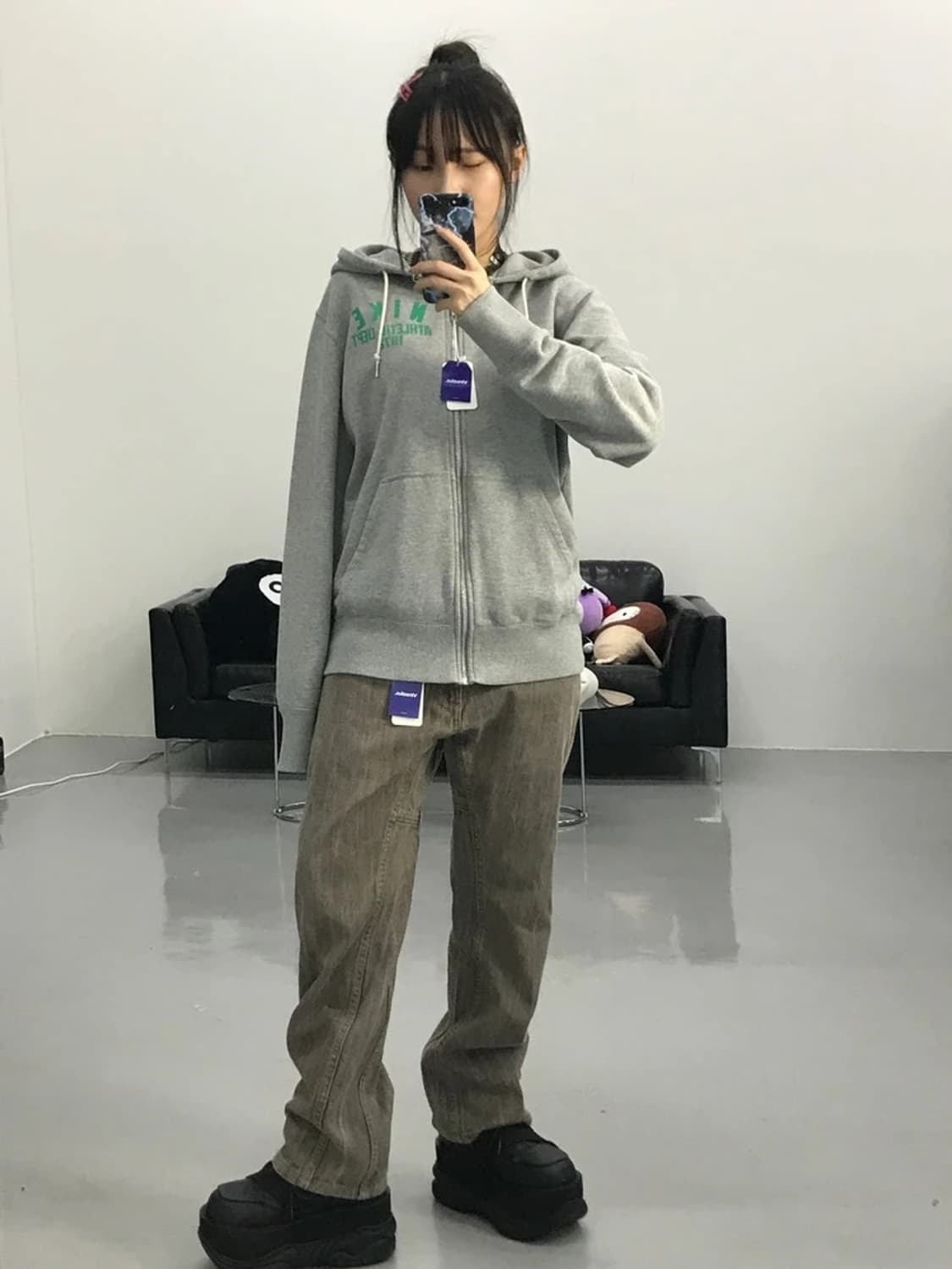 나이키 로고 그레이 후드집업 상품이미지2