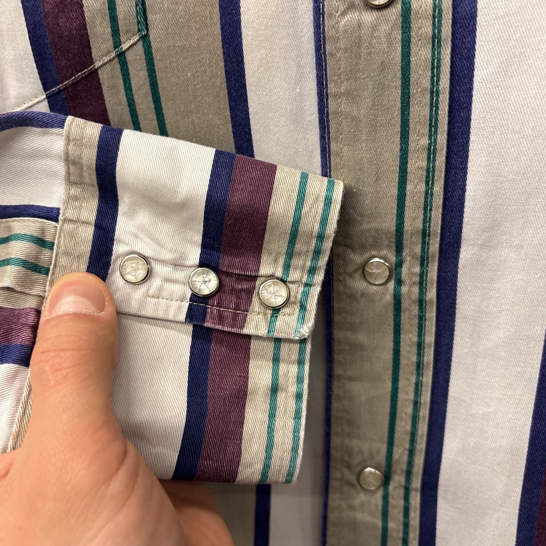 90s 랭글러 멀티 스트라이프 웨스턴 스냅 코튼 셔츠 N1033 상품이미지5