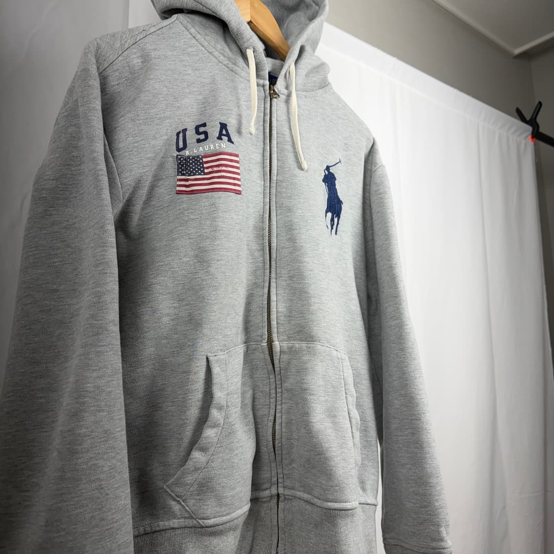 Polo]폴로 랄프로렌 성조기 후드집업 USA 빅포니 후드 L 상품이미지2