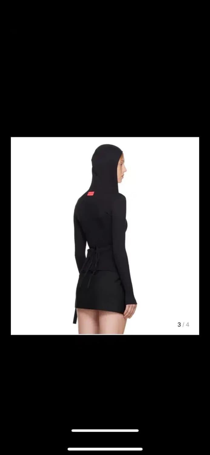 마린세르 여성 블랙 문 자수 드로스트링 후드 상품이미지3