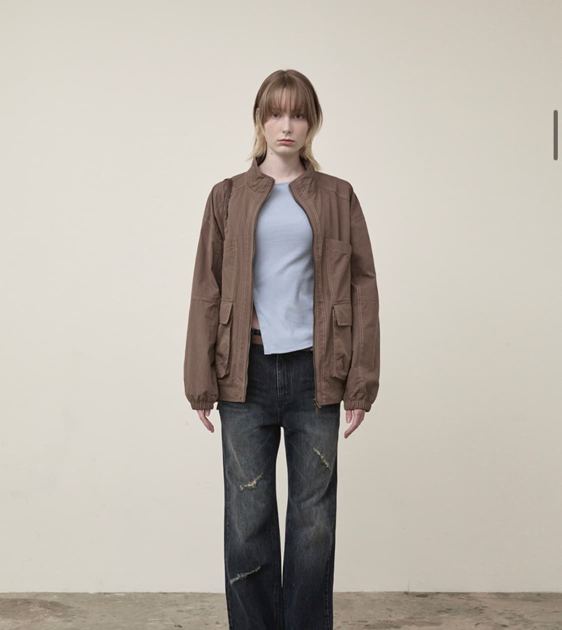 25 F/w 마뗑킴 유틸리티 우먼 봄버 자켓 카키 상품이미지3