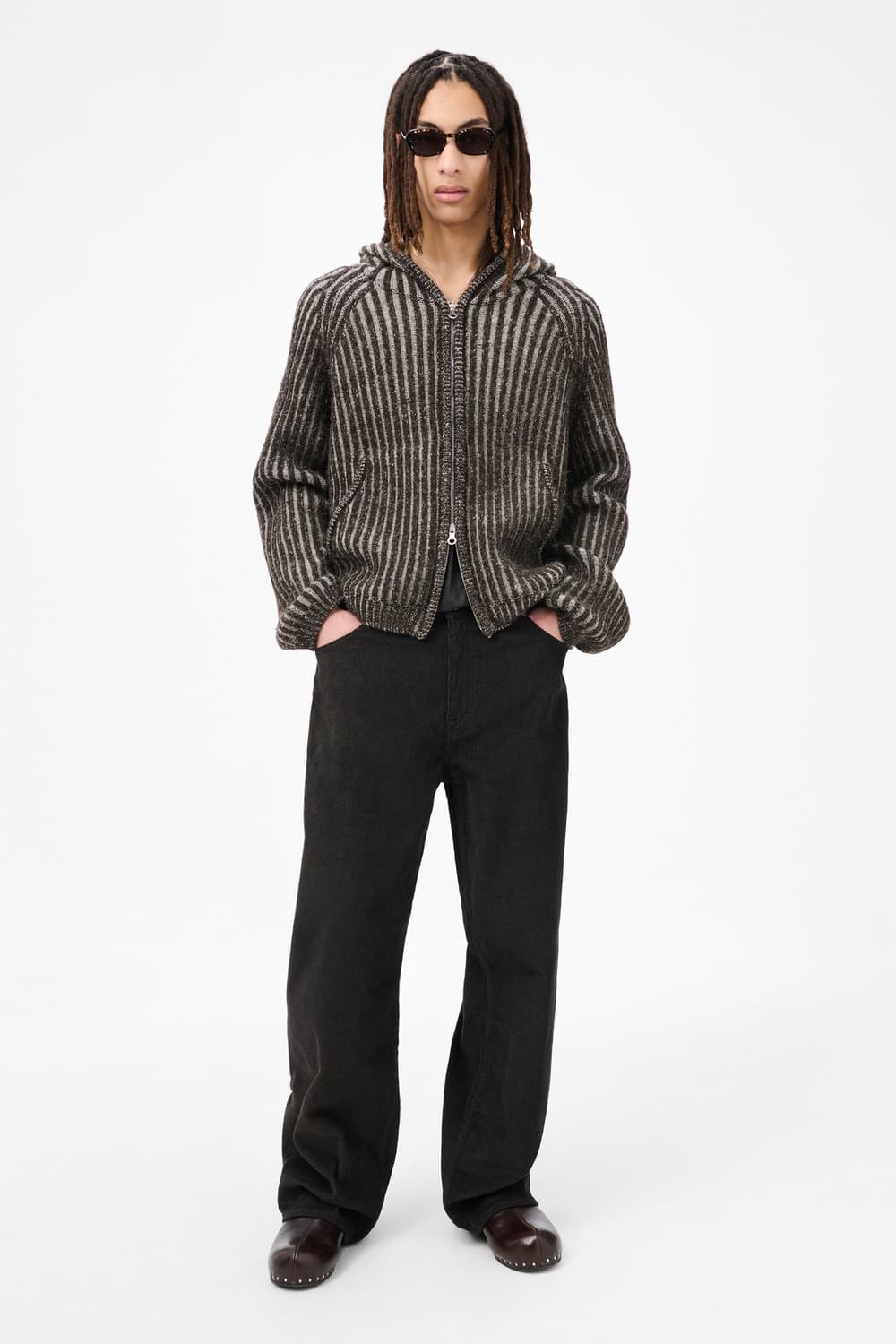 [44,46,48,50,52]아워레가시 25fw 레벨 후드집업/브라운 상품이미지2