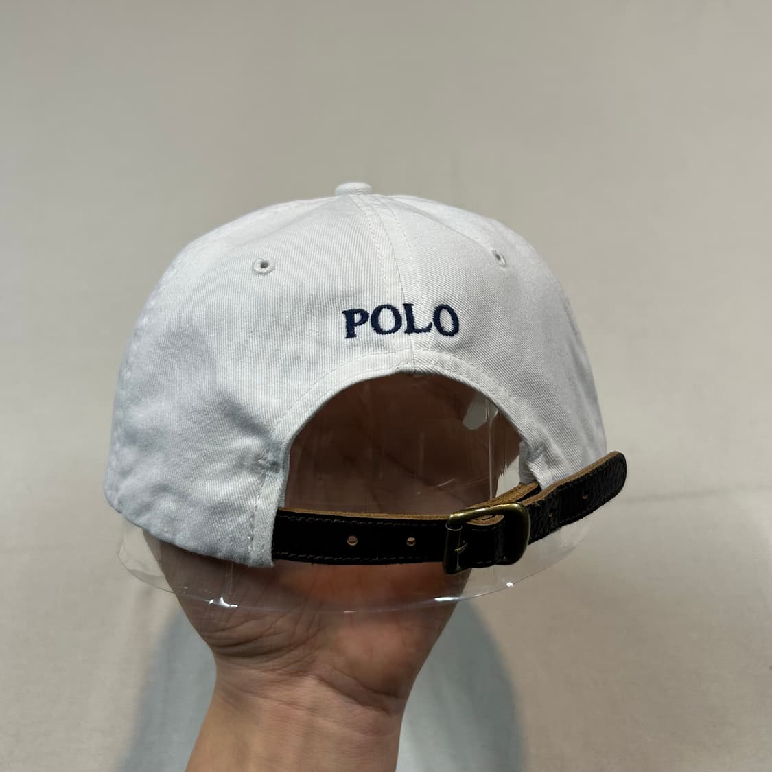 폴로 랄프로렌 화이트 볼캡 모자 가죽스트랩 신형 큐알탭 상품이미지4