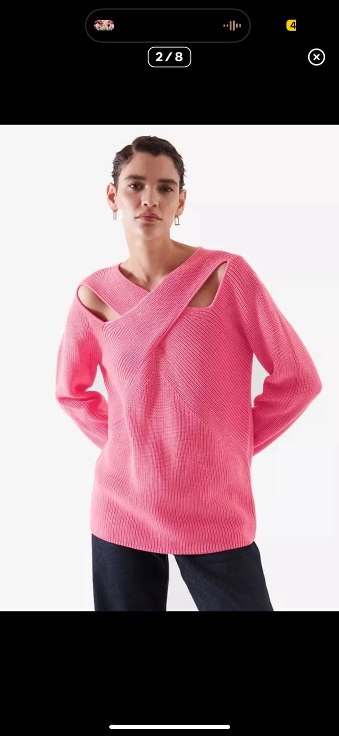 코스 컷아웃 꼬임니트 핑크 S 상품이미지1