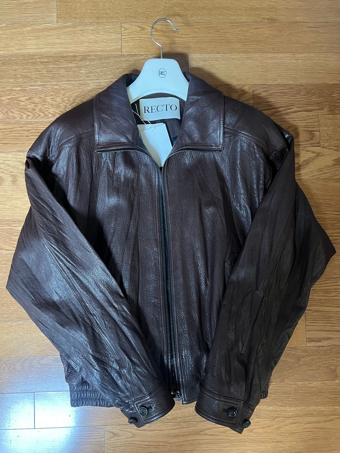 RECTO 렉토 하이넥 레더 점퍼 브라운 상품이미지1