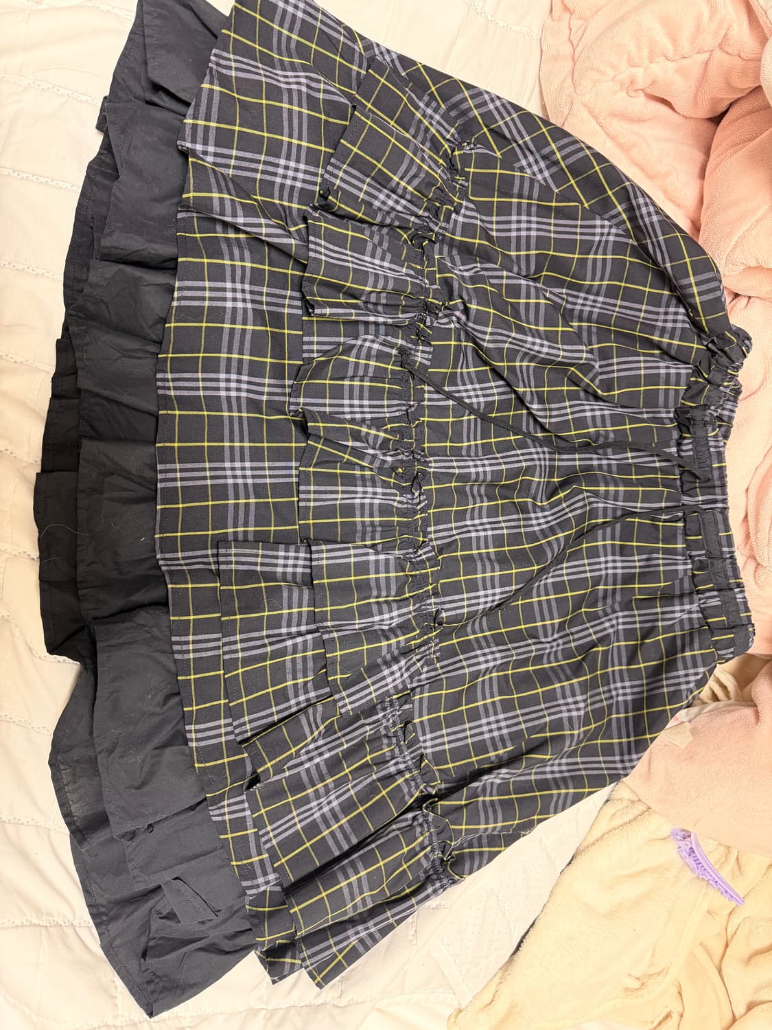 오헤시오 체크 프릴 미디 스커트 네이비 상품이미지2