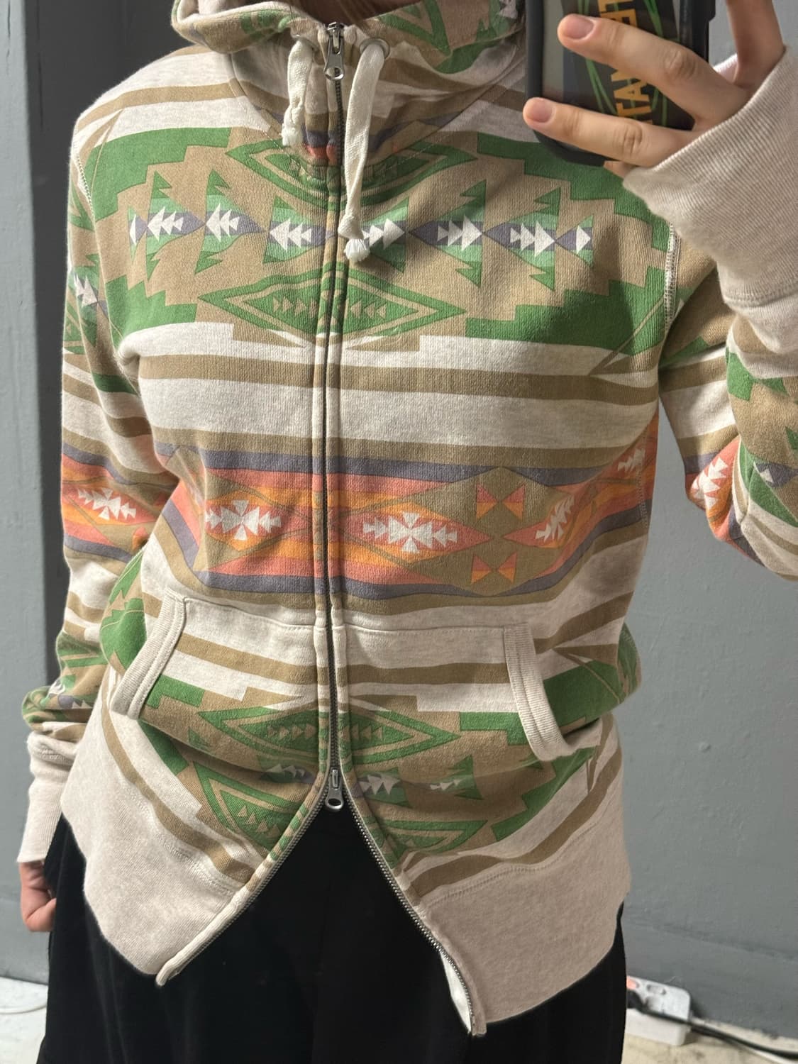 ethnic pattern 2-way hood zip-up 상품이미지3