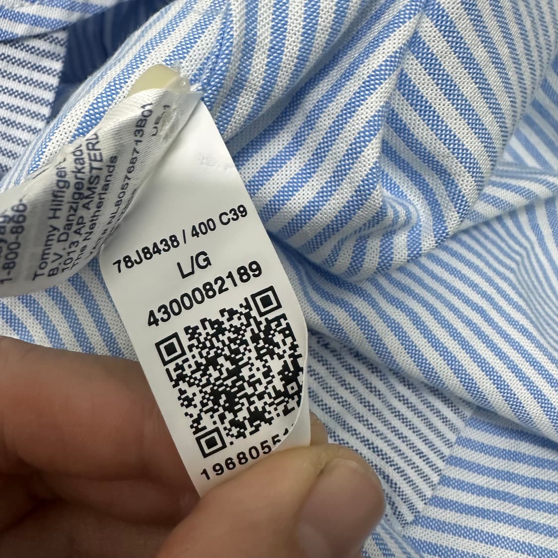 [새상품] 타미힐피거 스트라이프 반팔 셔츠 하늘색 L 상품이미지10