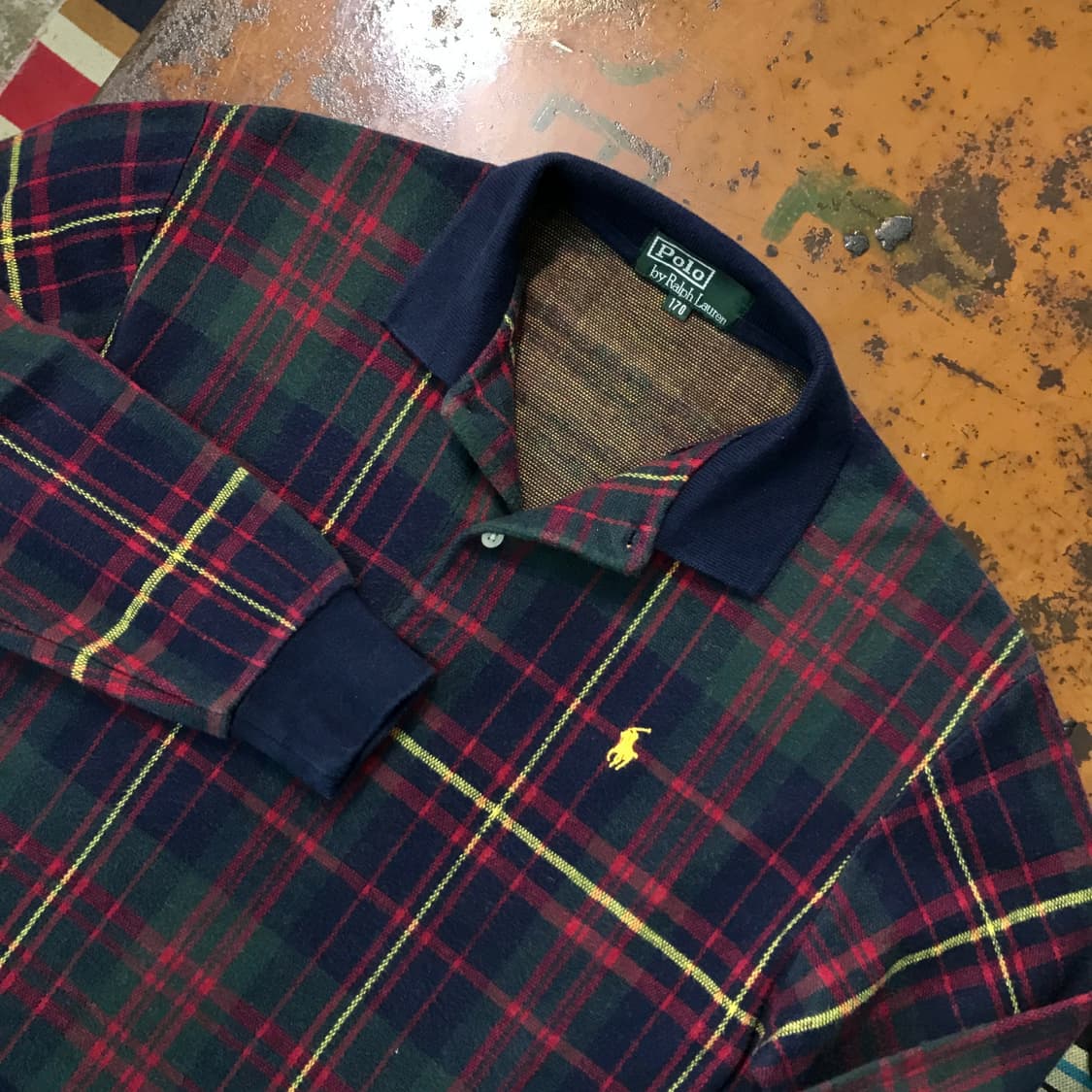 폴로랄프로렌 네이비 마드라스 체크 카라티 여성 66 남성 100 상품이미지3