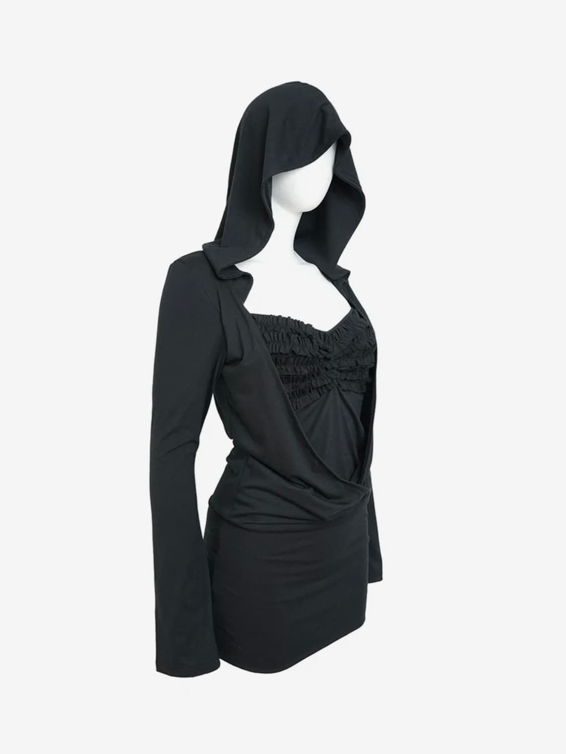 elfelfelf  draped hoodie 드레이프 후디 블랙 상품이미지1