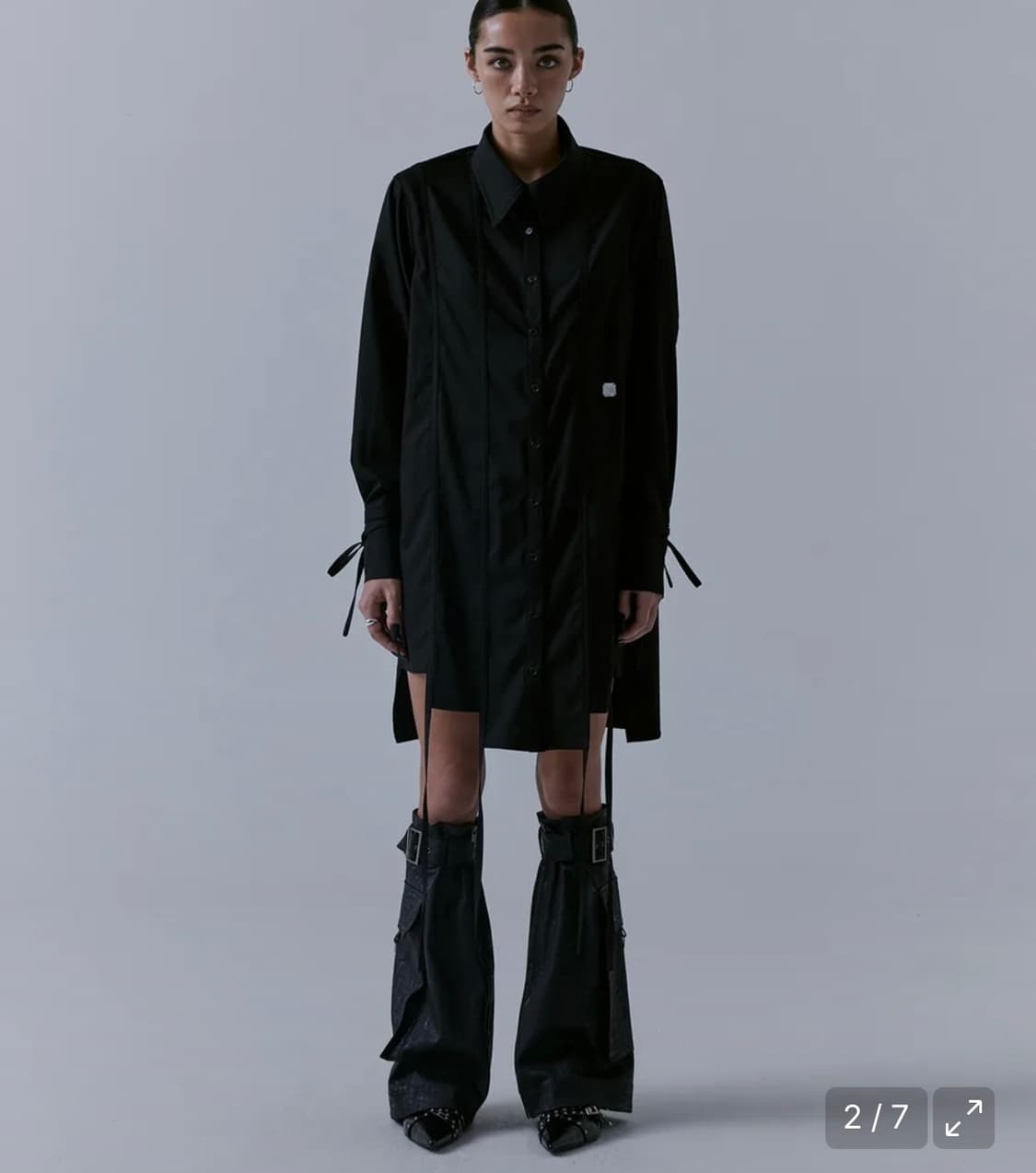 Stepped Hemline Long Strap Shirts  상품이미지1