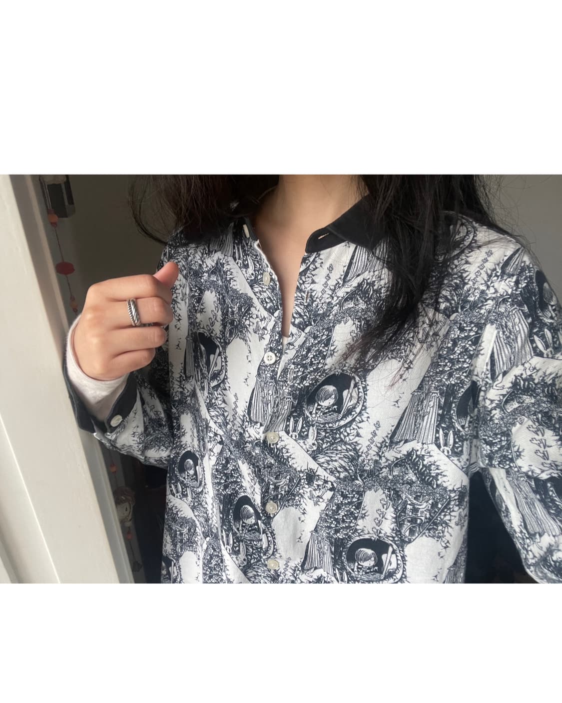anime patterned shirt one-piece 상품이미지2