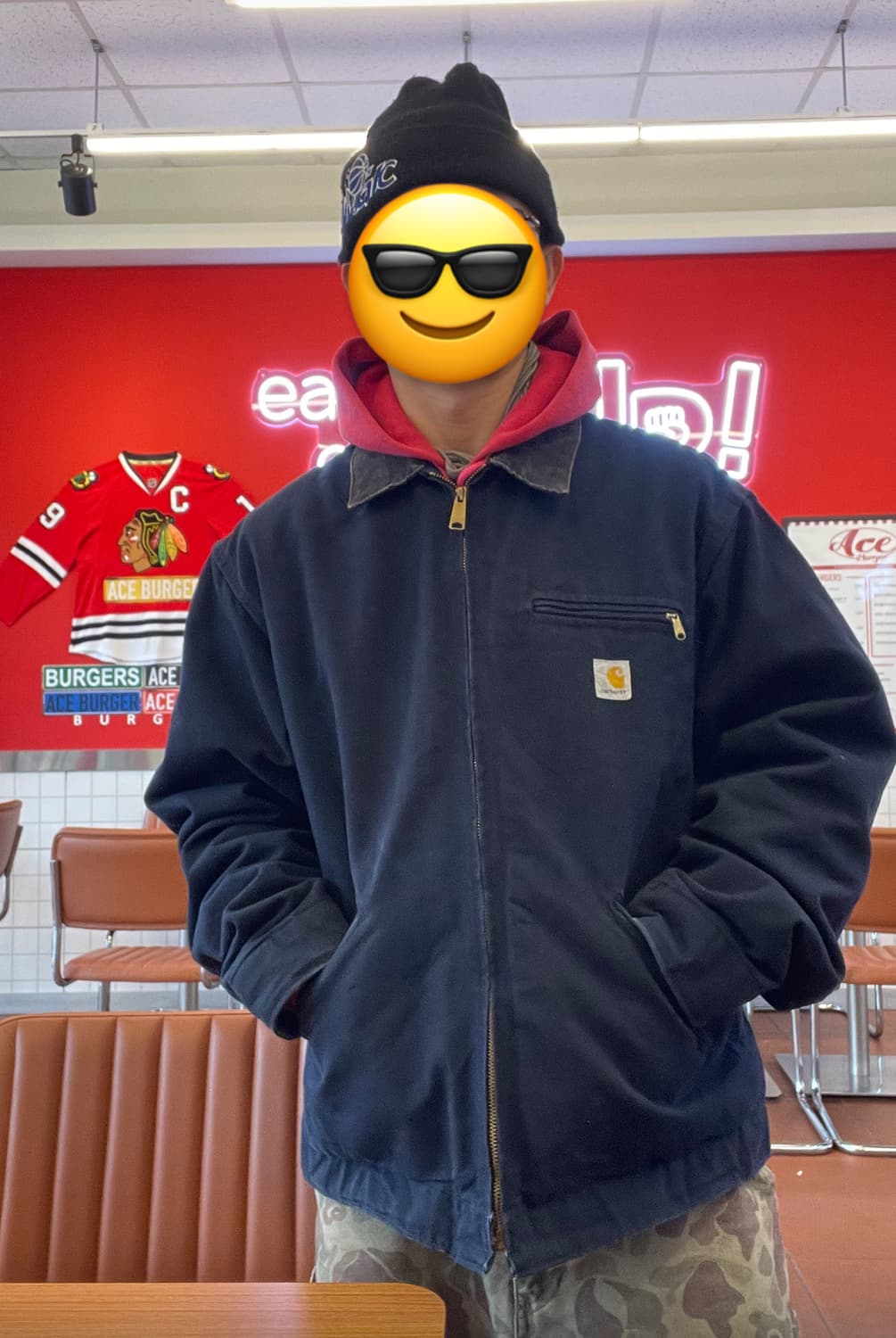 칼하트 j01(48)  디트로이트자켓 네이비컬러 상품이미지4